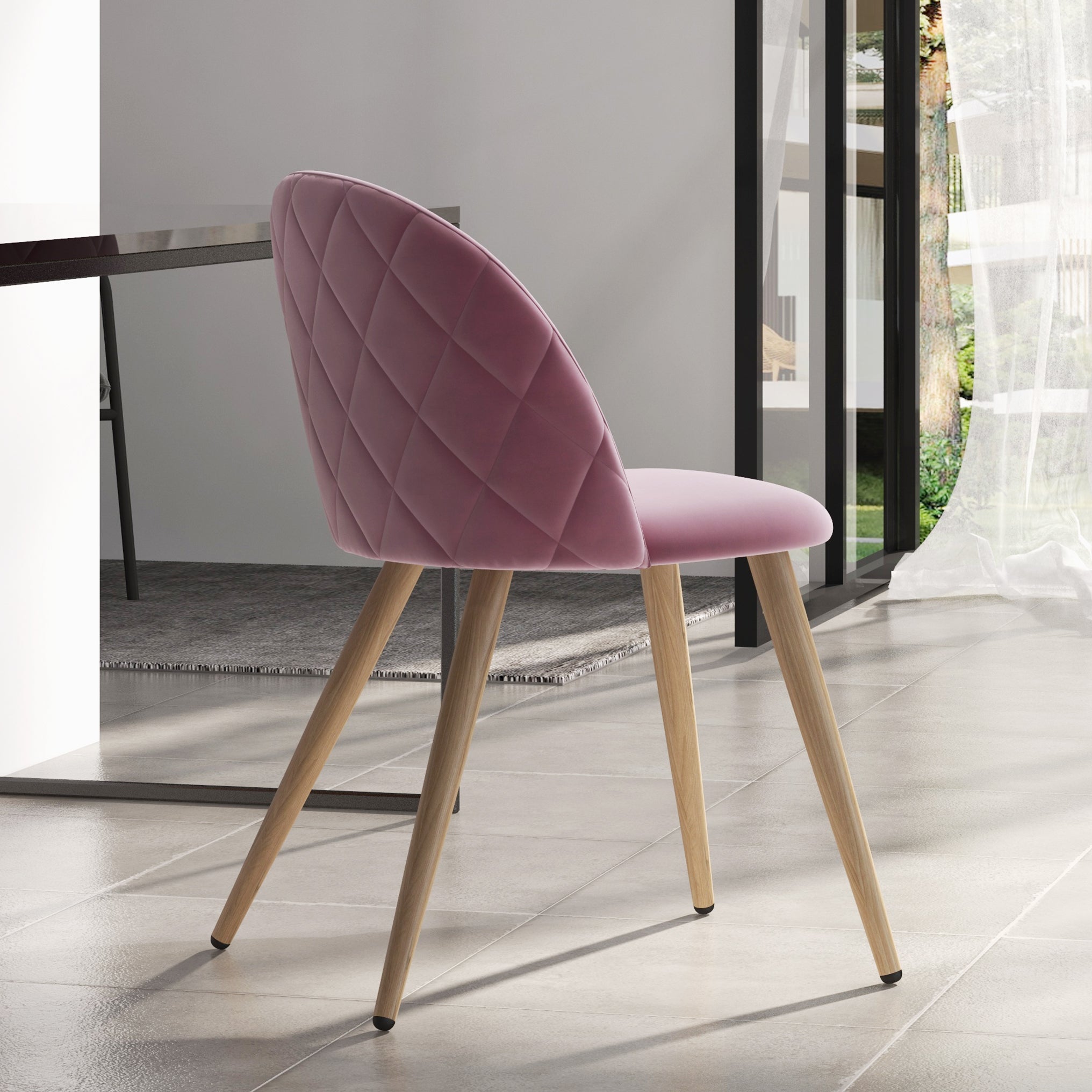 Velvet Rose Chair+ Oak Legs (light Color) 2PCS