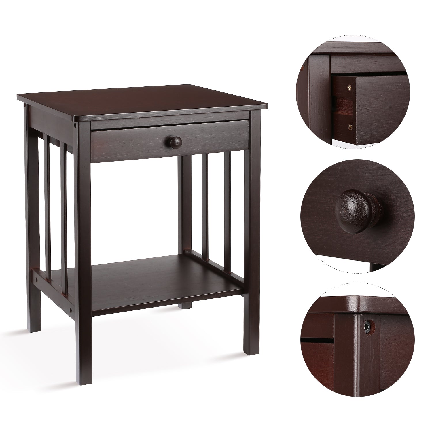 Bulk Order, Night Stand End Table with Drawer and Storage Shelf