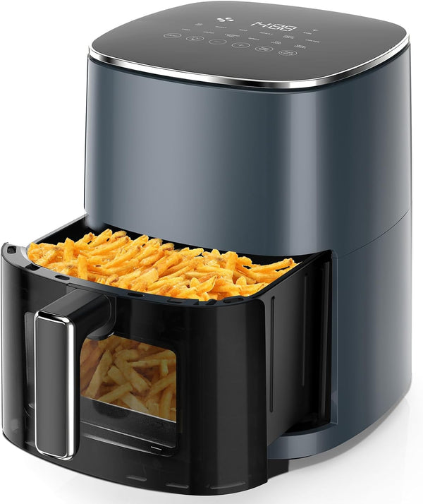 Blorly Air Fryer, 6-Quart Smart Air Fryer, 12-in-1 Functions - Air Fry, Roast, Reheat, Dehydrate, Bake, Steam, and More, 400°F Max Temperature, Grey