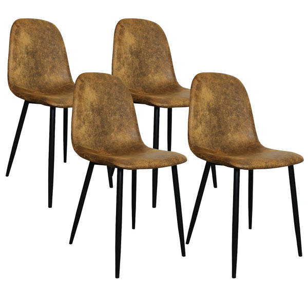 Modern Dining Chairs Set of 4,Dining Room Chairs,Shell Lounge Kitchen Chairs with Sueded PU Upholstered Seat Back,(4 Suded Brown Chairs)
